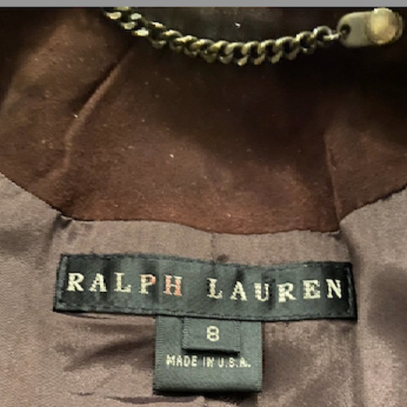 Vintage Suede Coat Chocolate Brown Ralph Lauren (size 8) - Picture 3 of 6